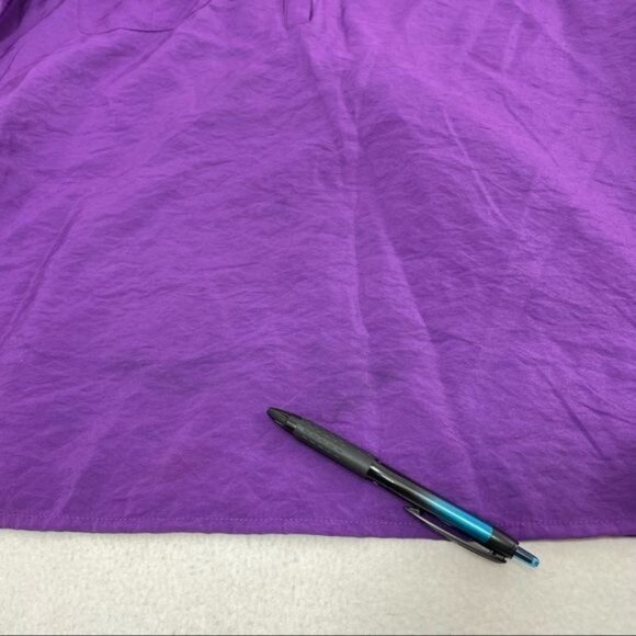 Chico Blouse Button Shirt Women Size 2 L/12 Solid Vibrant Purple Workwear Pocket - Picture 7 of 9